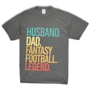 Fantasy Football Legend Tee Men’s L Gray Funny Dad Graphic T-Shirt